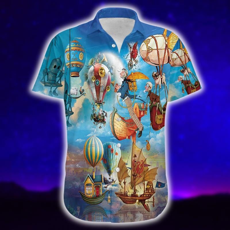 Felacia [Hawaii Shirt] Beautiful Sky With Hot Air Balloons Hawaiian Aloha Shirts-ZX2265